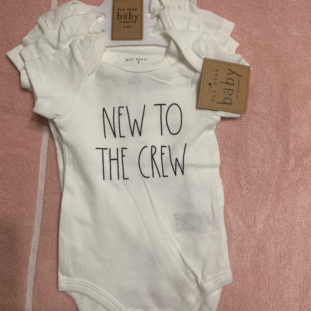 New baby Rae Dunn 3 pc onesies. 3-6 months